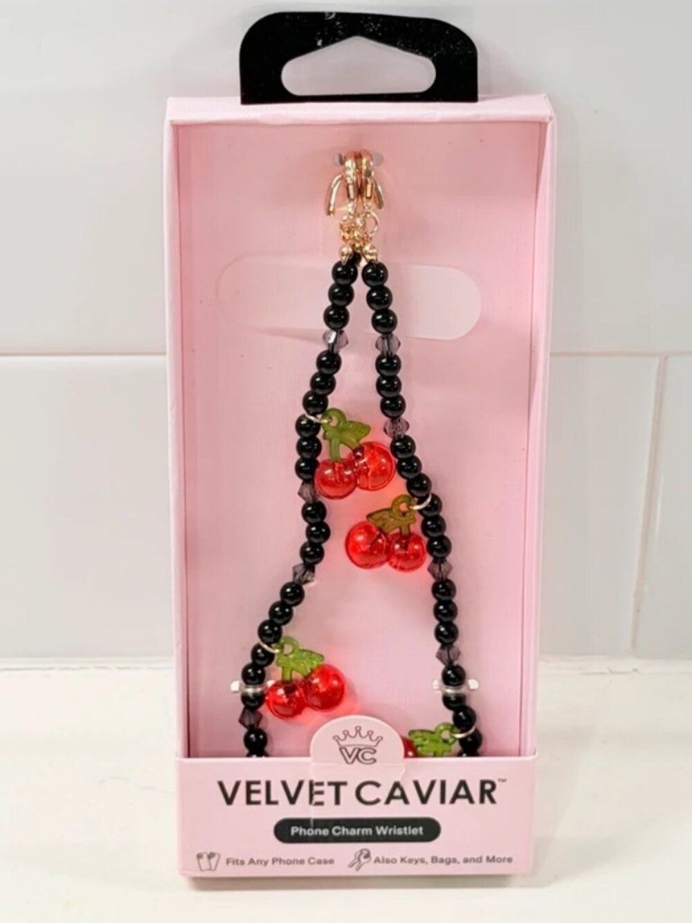 Velvet Caviar Sweet Cherry Phone Charm Wristlet New in Box